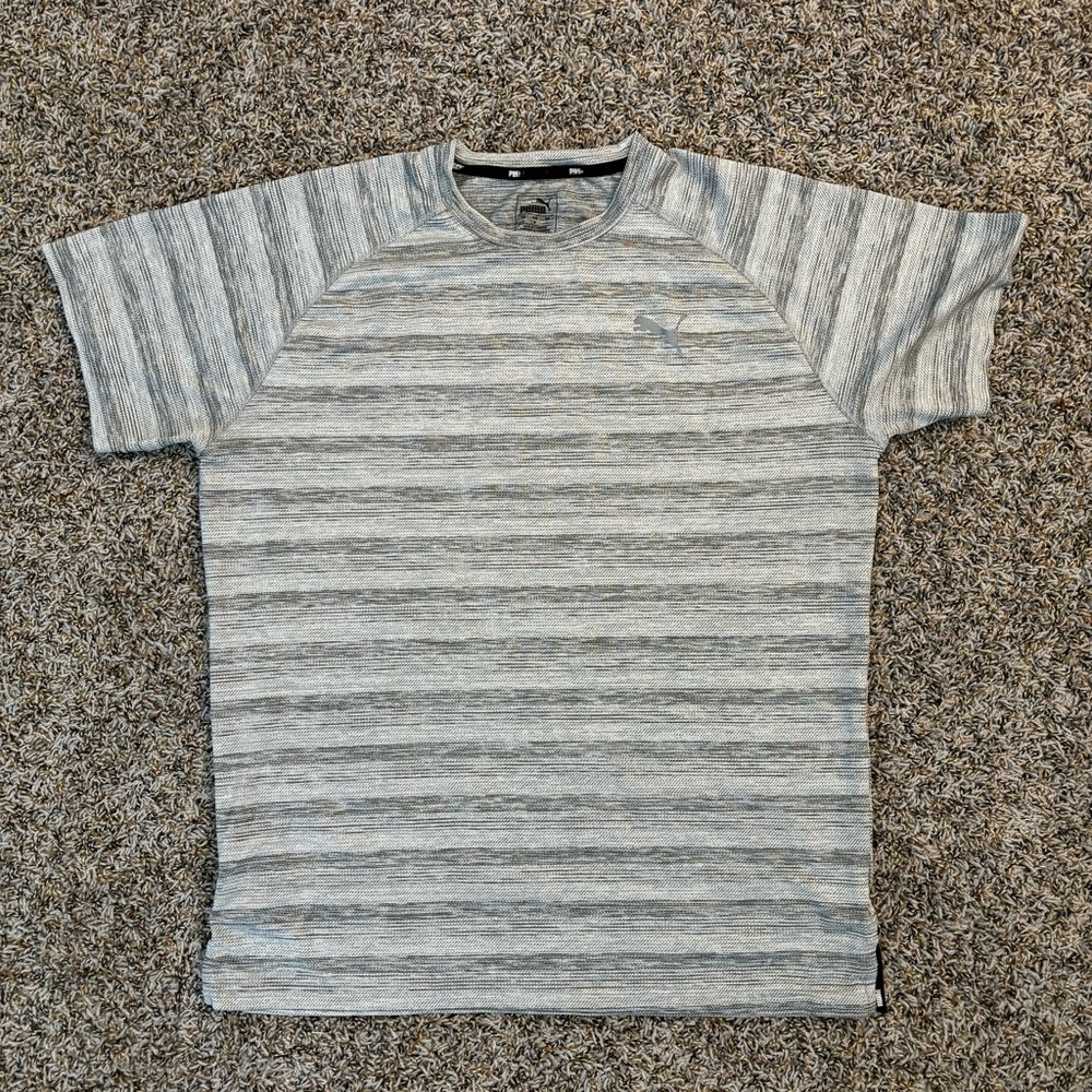 Puma Men's Heather Gray Striped Tee